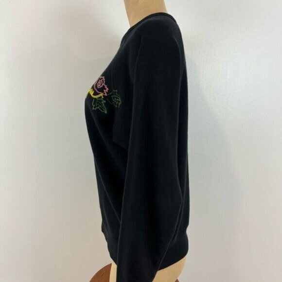 Aritzia Wilfred Free Women’s Small Black Floral Embroidered Pullover Sweater - Picture 8 of 14